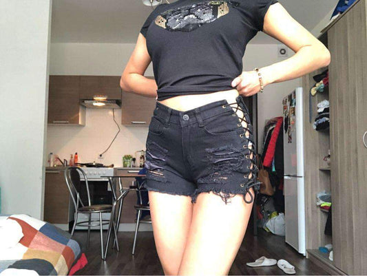 High Waist Ripped Jeans Short - Best seller