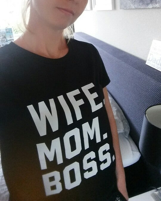 WIFE MOM BOSS Letters Women Tshirt Cotton Casual Funny Tshirt